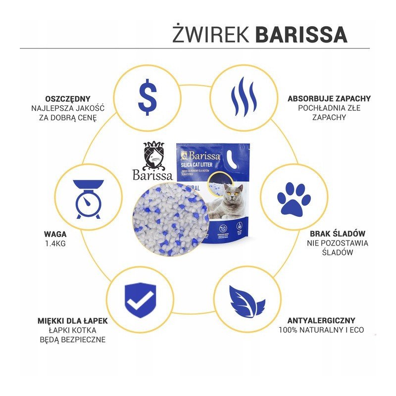 СИЛИКОНОВЫЙ НАПОЛНИТЕЛЬ ДЛЯ КОШАЧЬЕГО ТУАЛЕТА BARISSA